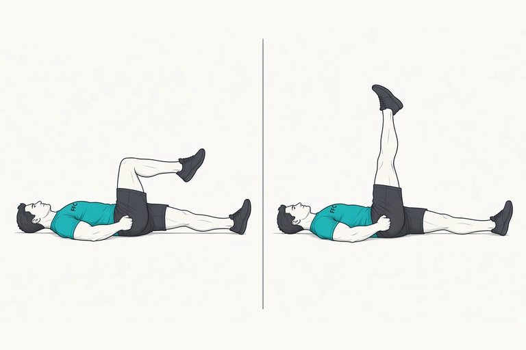 Hamstring floss: illustration of the start (left) and finish (right) positions.