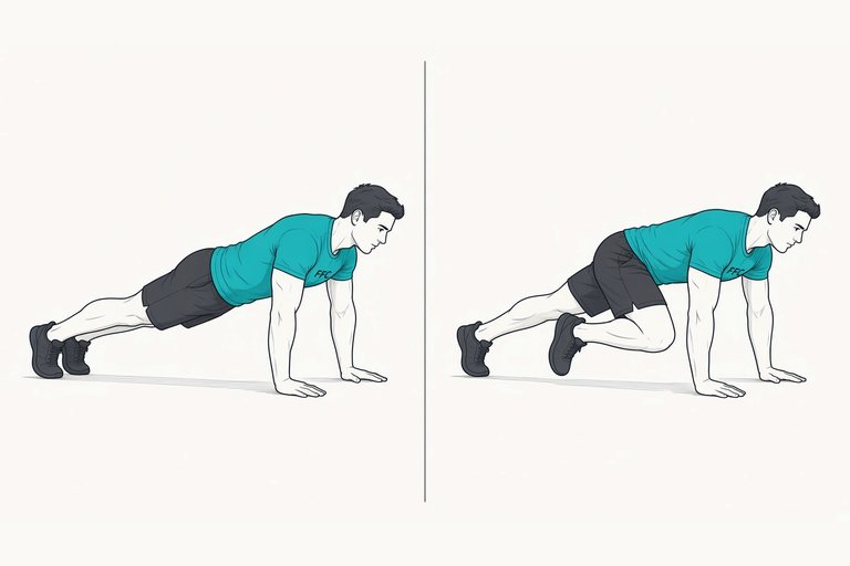 Slow mountain climber: illustration of the start (left) and finish (right) positions.