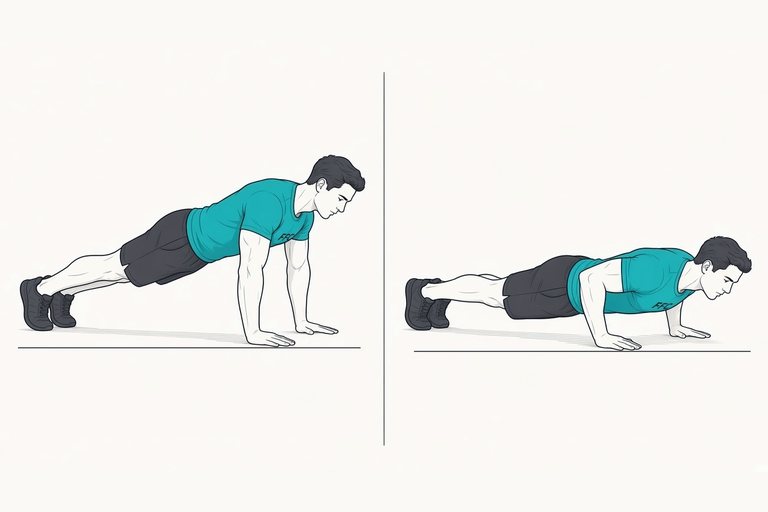 Push-up: illustration of the start (left) and finish (right) positions.