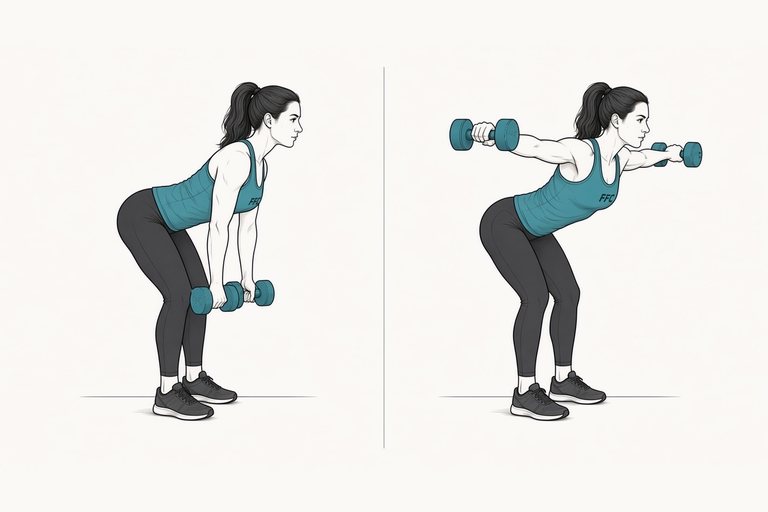 Rear-delt fly: illustration of the start (left) and finish (right) positions.